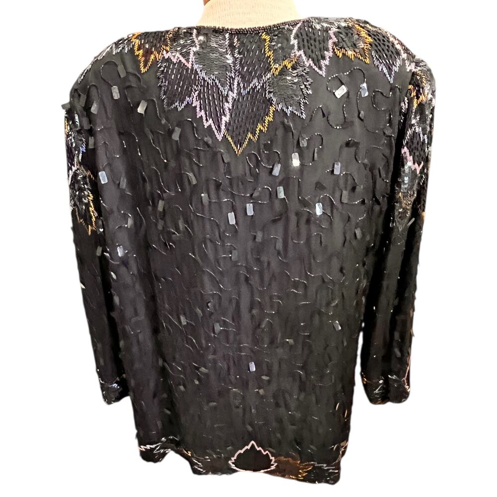 Vintage Size 3X/2X? Moonlife NY Womens Silk Sequins Jacket Blazer New Year's - Picture 2 of 10